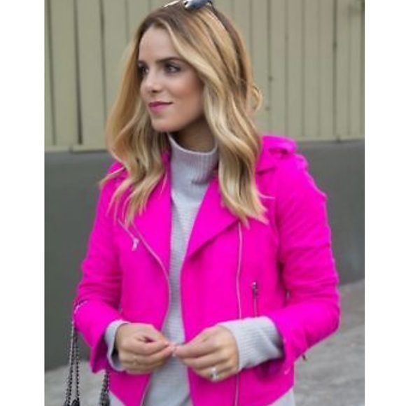 gap hot pink moto jacket